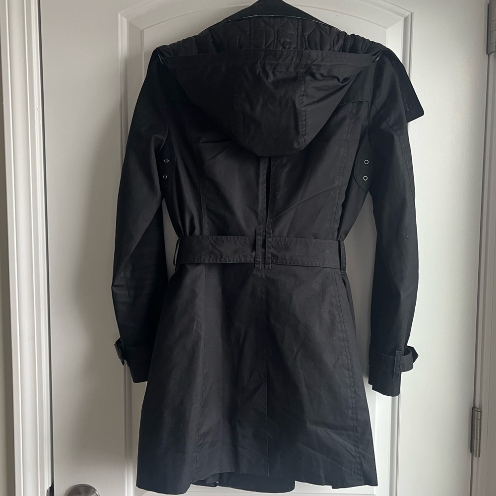 Burberry Trench Rain Coat Black Belted Jacket with Removable Liner & Hood Size 4 - Picture 3 of 16